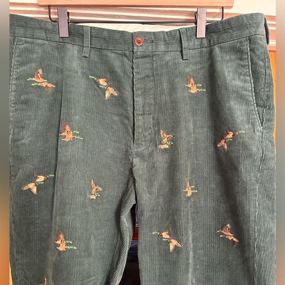 Polo Ralph Lauren Dark Green Corduroy Pants with Geese / Duck Embroidery - Picture 2 of 10